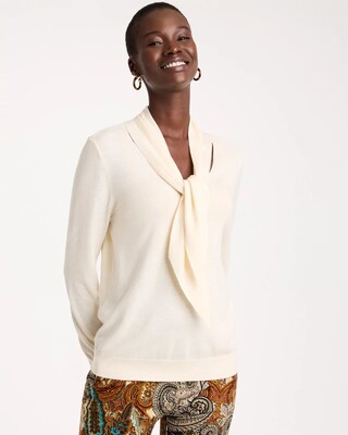 Tie-Neck Pullover Sweater