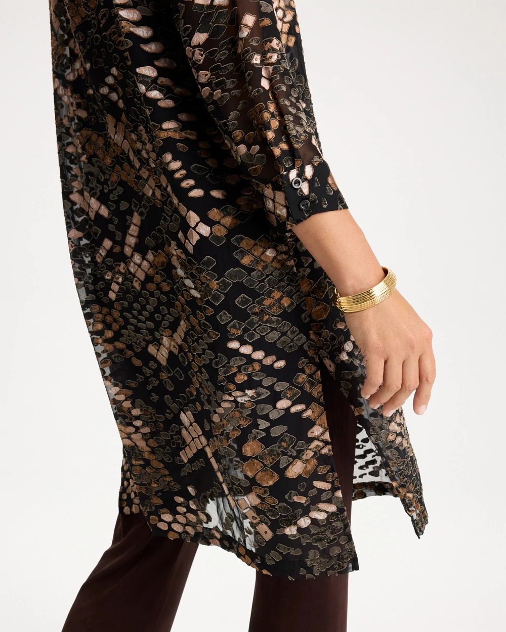 Travelers™ Snakeskin Burnout Shacket click to view larger image.
