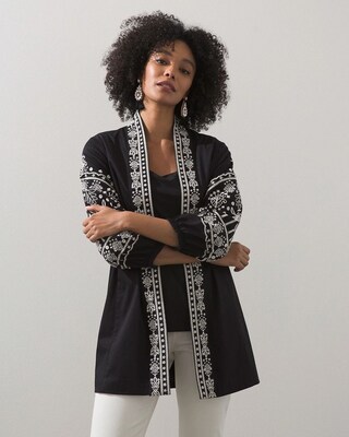 Eyelet Blouson Sleeve Kimono