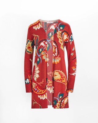 Spun Rayon Paisley Midi Cardigan