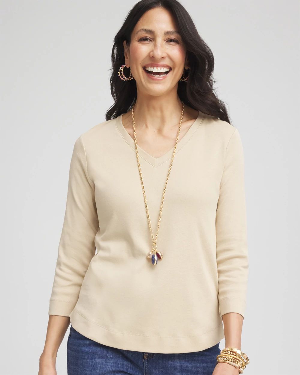 Everyday 3/4 Sleeve V-Neck Tee