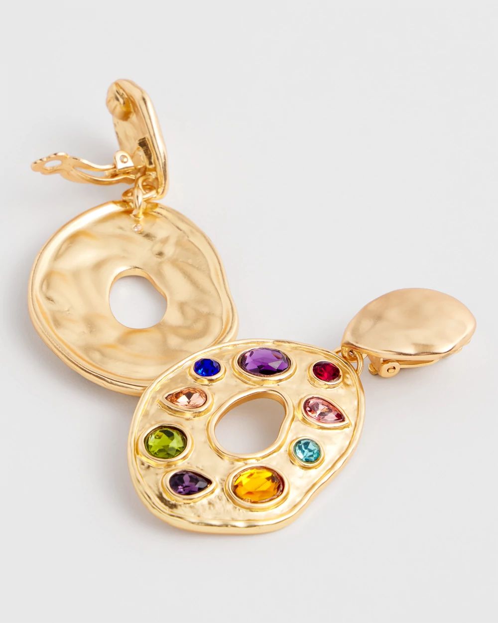 Multicolor Clip On Drop Earrings