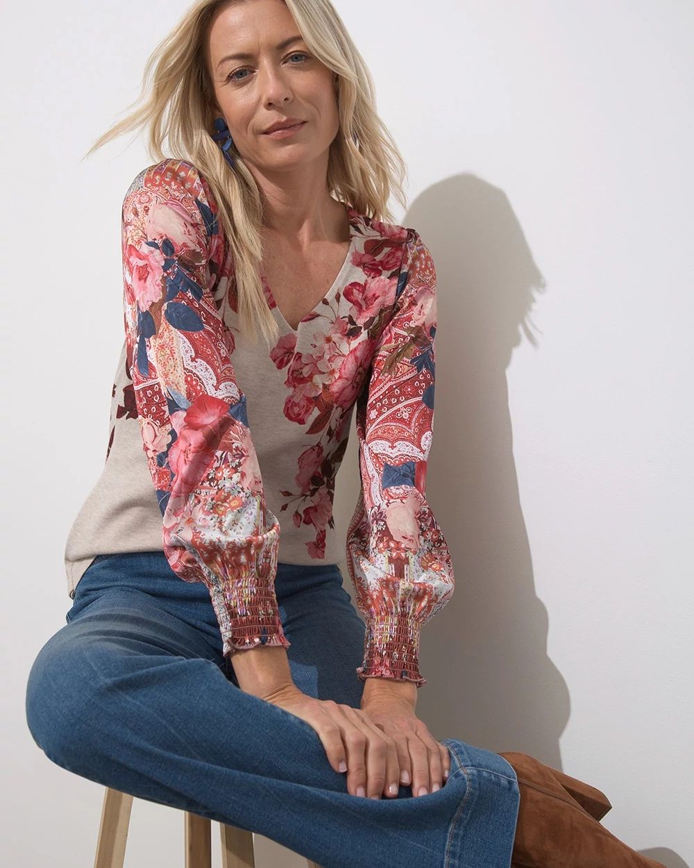 Woven Sleeve Sweater