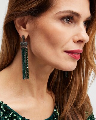 Green Tassel Duster Earrings