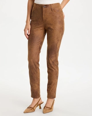 Coated Knit Five-Pocket Skinny Pants click to view larger image.