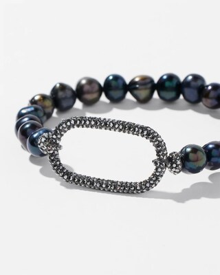 Fresh Water Pearl Pavé Stretch Bracelet