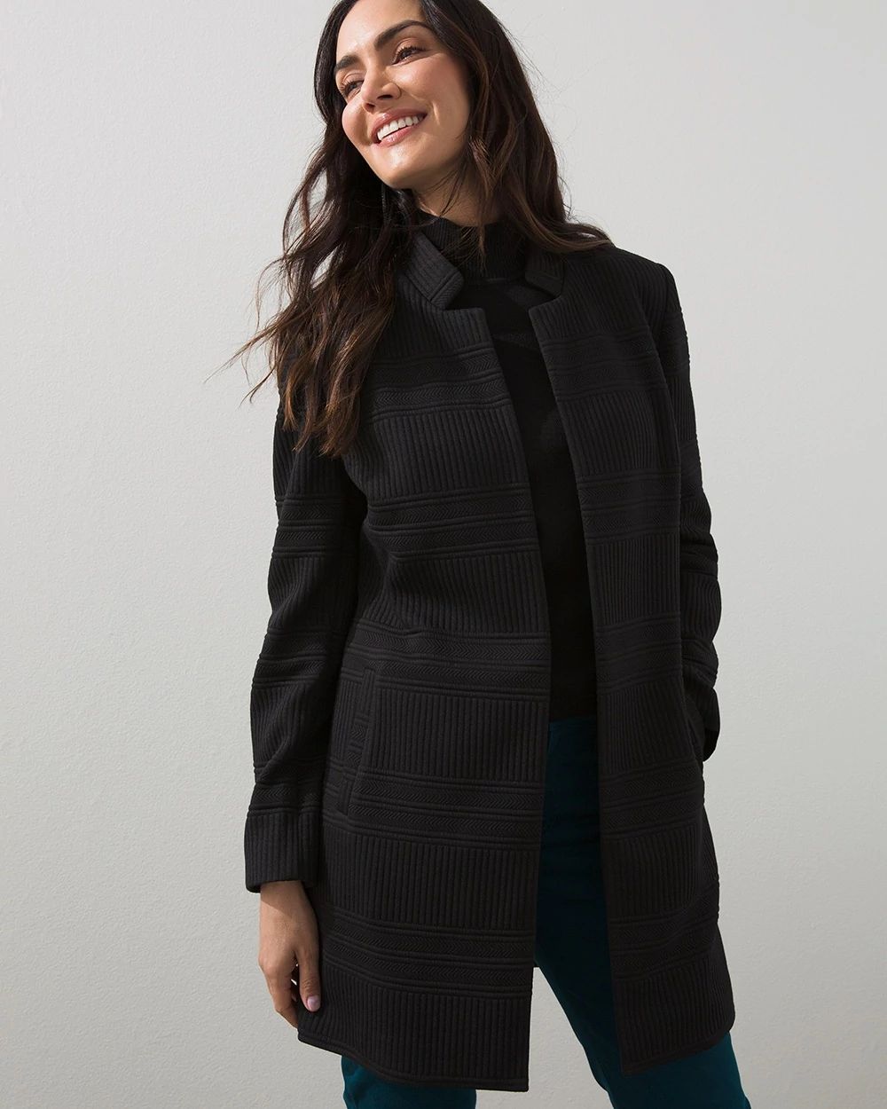 Jacquard Textured Knit Blazer