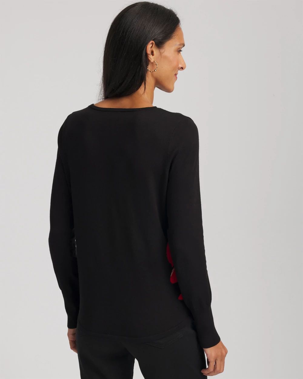 Ella V-Neck Floral Intarsia Sweater