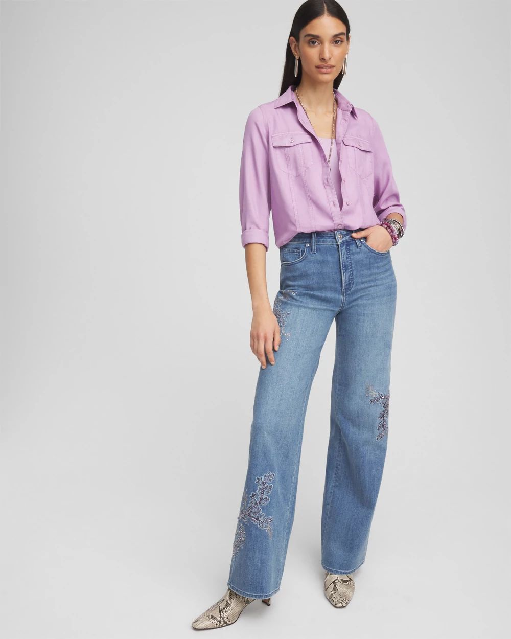 Split Cuff Denim Pocket Shirt click to view larger image.