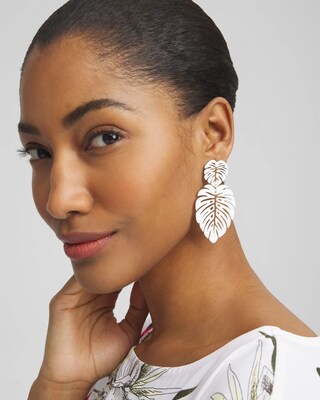No Droop™ White Leaf Earrings