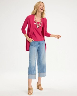 Pintuck High-Cuff Cropped Jeans click to view larger image.