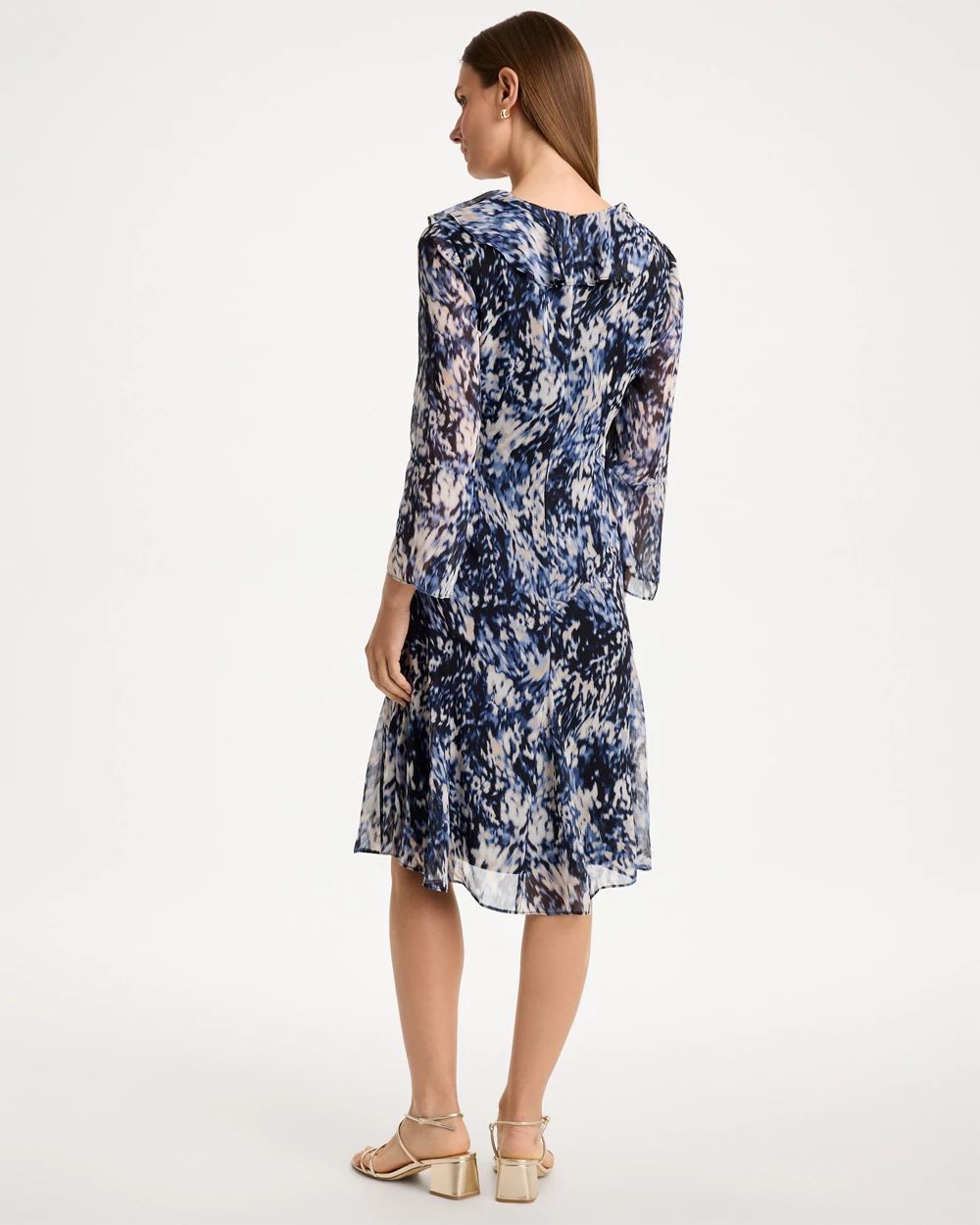 Chiffon Ruffled-Surplice Godet Dress click to view larger image.