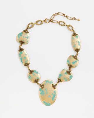 Turquoise and Gold Bib Necklace