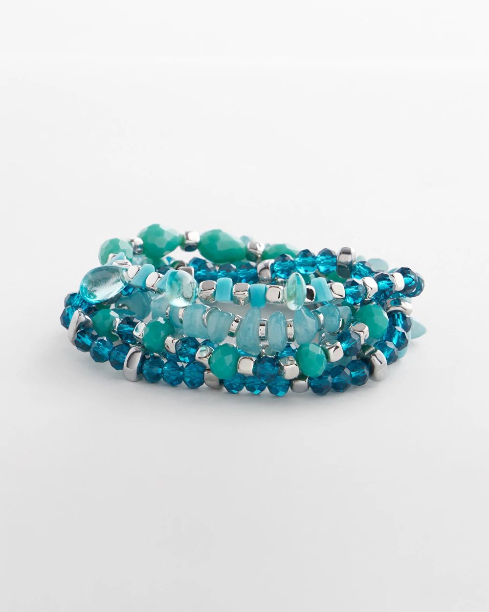 Teal Stretch Set of Five Bracelets