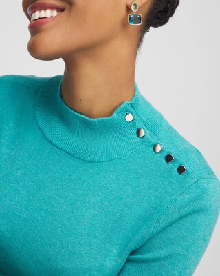 Ecovero™ Button Mock Neck Sweater click to view larger image.