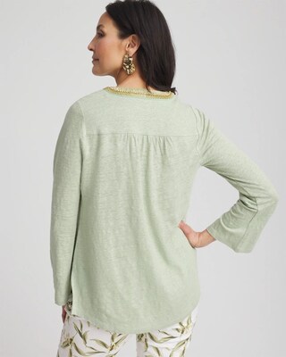 Linen Embellished V-Neck Tunic click to view larger image.