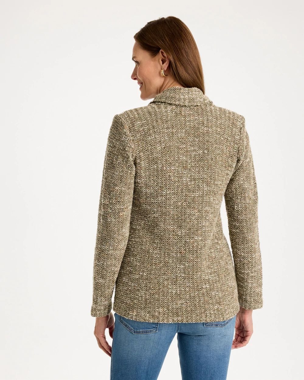 Tweed Long-Sleeve Sweater Blazer click to view larger image.