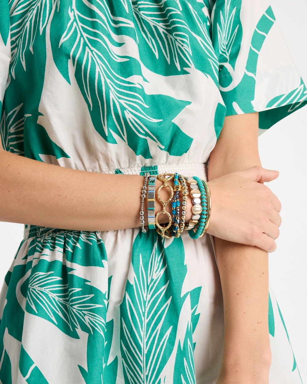 Glam Teal Slice Stretch Bracelet