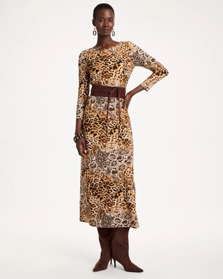 Soft-Stretch Knit Animal Print Dress click to view larger image.