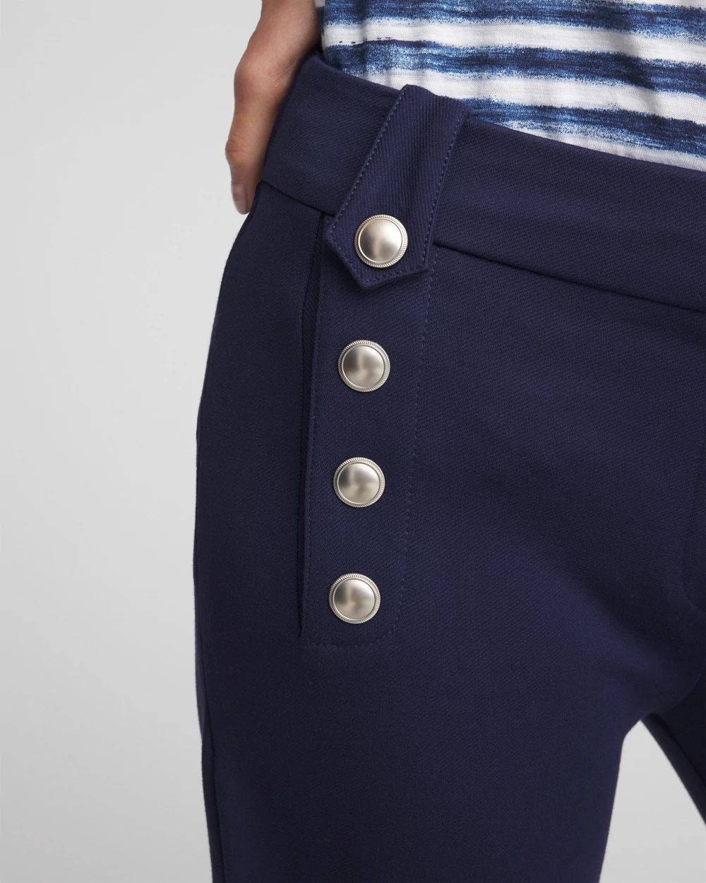 Button Knit Twill Cropped Pants click to view larger image.