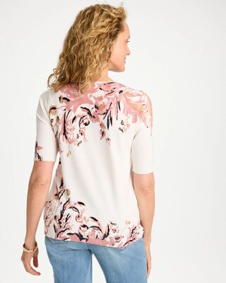 Ella Printed Short-Sleeve Sweater click to view larger image.