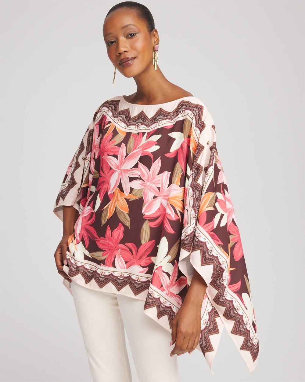 Georgette Wildflower Boatneck Poncho