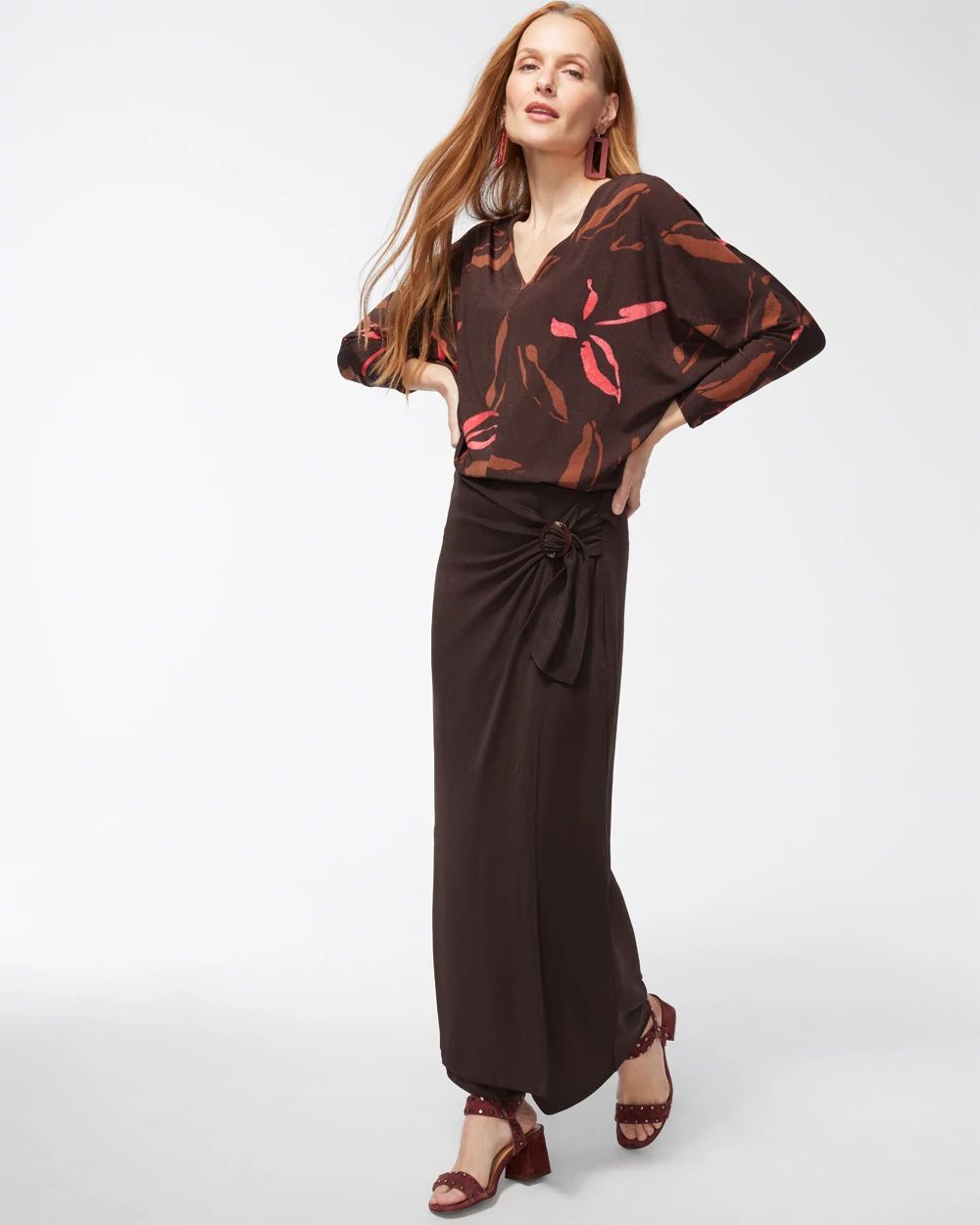 Travelers Floral Dolman V-Back Top