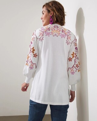 Embroidered Eyelet Cardigan
