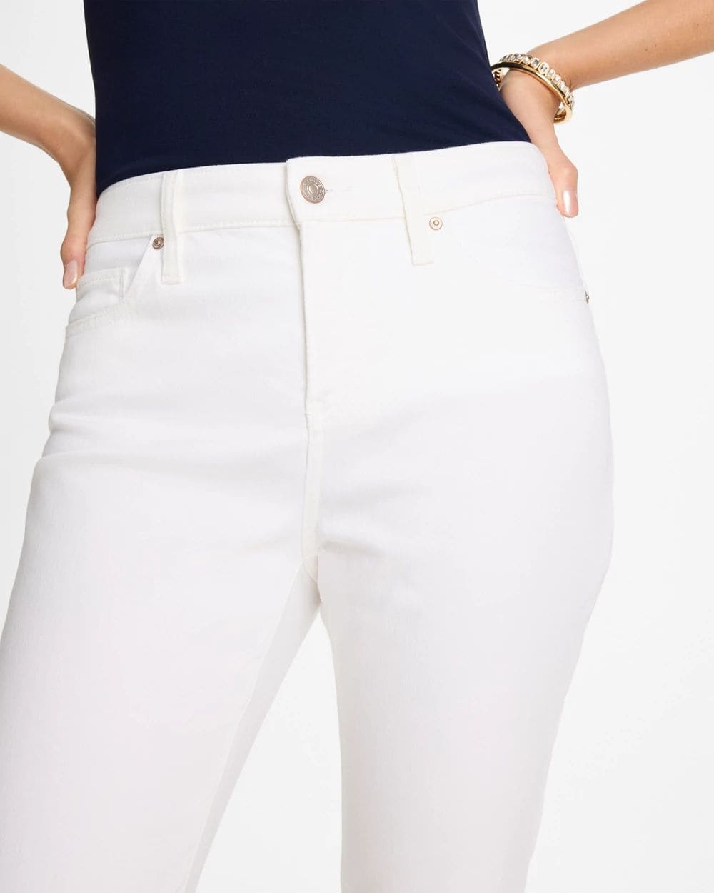 Petite No Stain Girlfriend Fray Hem Ankle Jeans