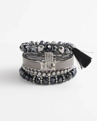Black Beaded Tassel Bracelet click to view larger image.