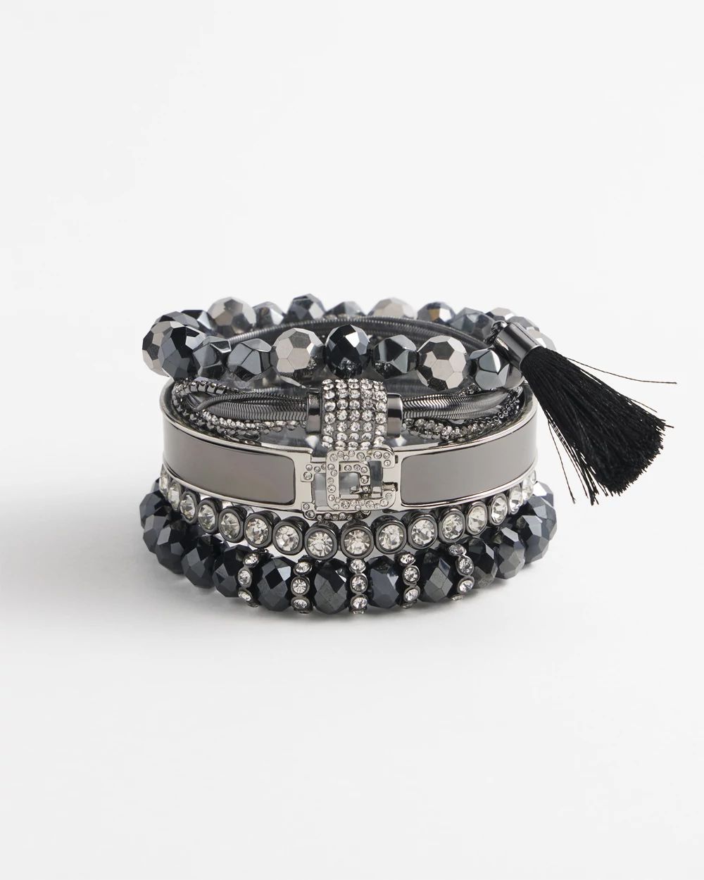 Black Beaded Tassel Bracelet