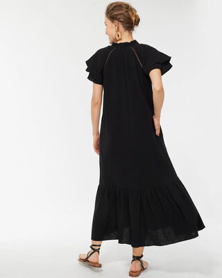 Black Gauze Midi Dress