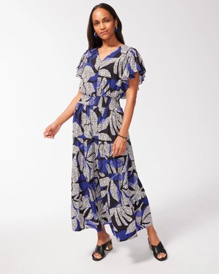Floral Flutter Sleeve Maxi Dress