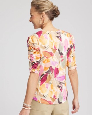 Touch of Cool™ Ruched Sleeve Print Tee click to view larger image.