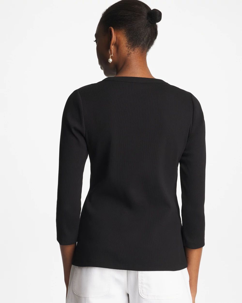 Ribbed Button Crewneck Tee click to view larger image.