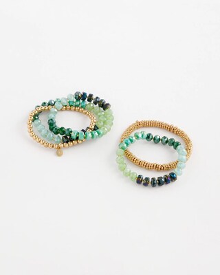 Green & Gold Stretch Set of Five Bracelets