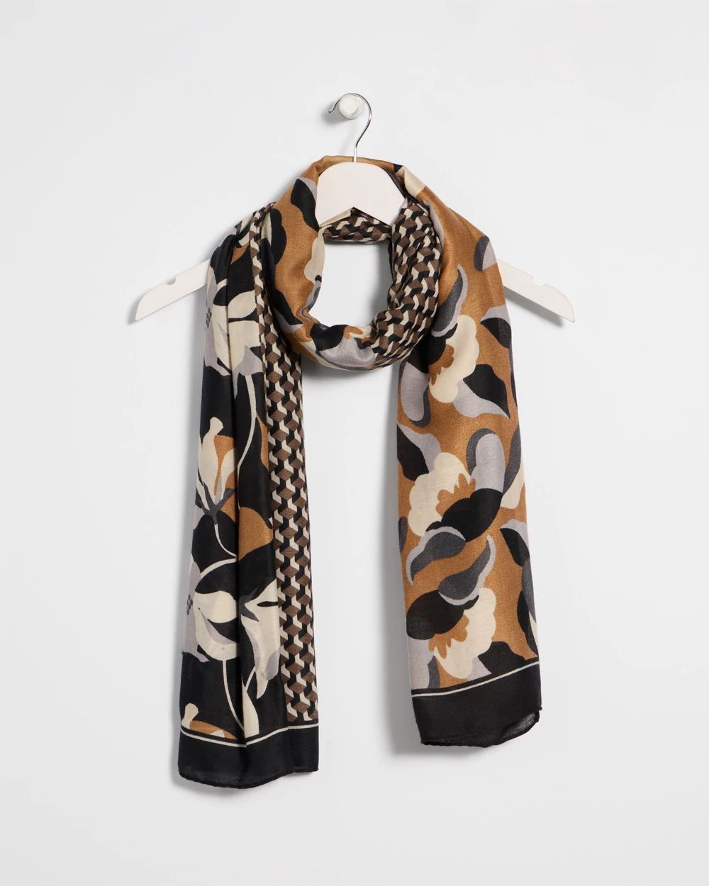 Woven Floral Patchwork Oblong Scarf