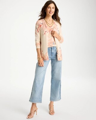 Ella Long-Sleeve Placed Print Cardigan click to view larger image.