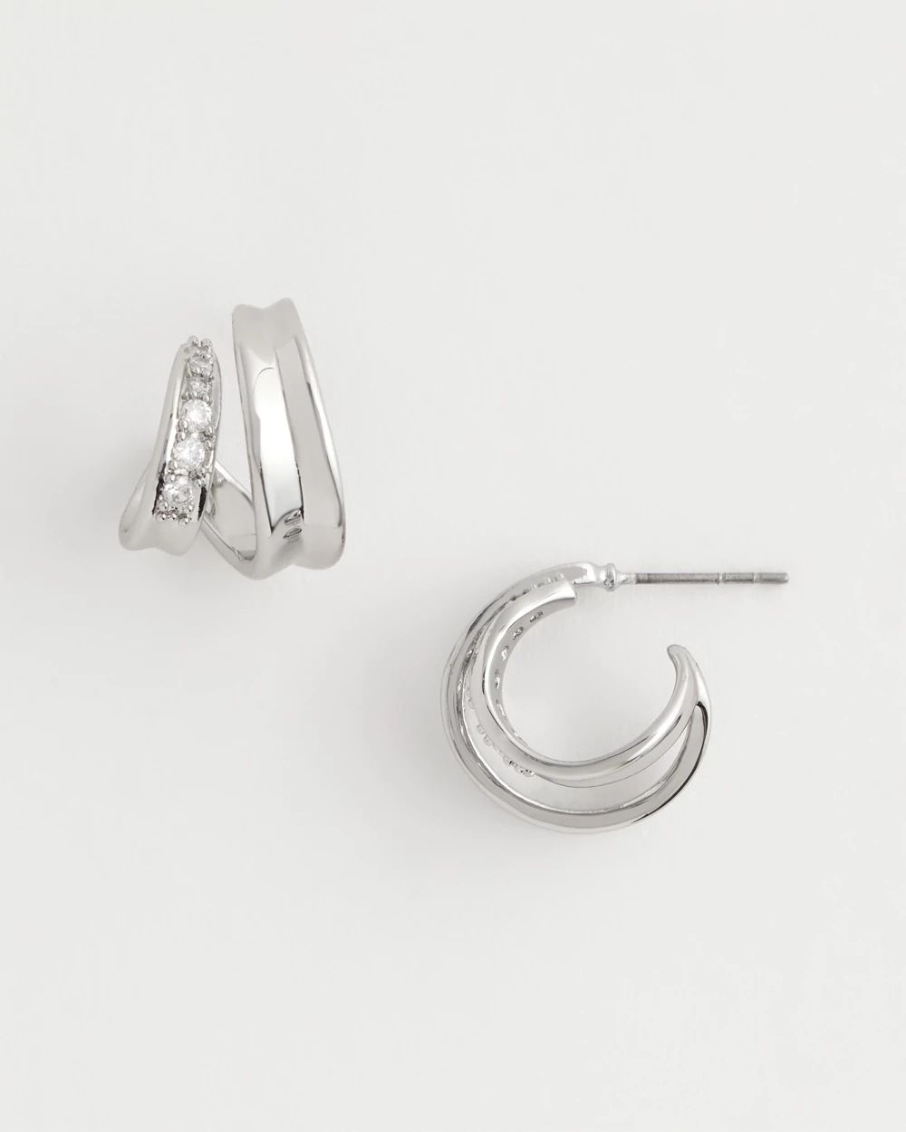 Silver Double Mini Hoop Earrings