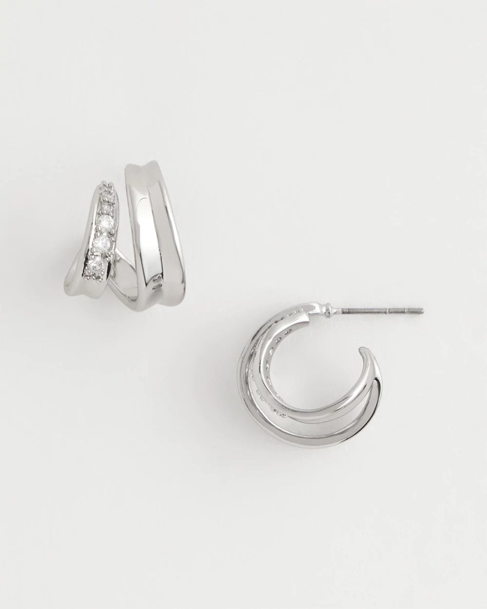 Silver Double Mini Hoop Earrings