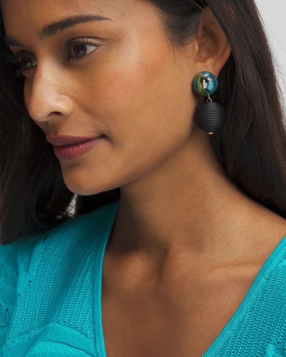 Raffia Wood Drop Earrings
