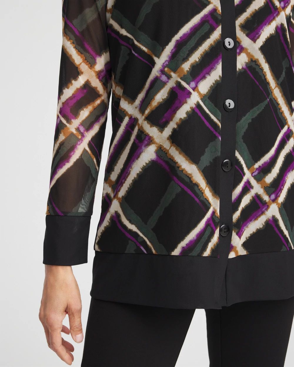 Plaid Mesh Cardigan
