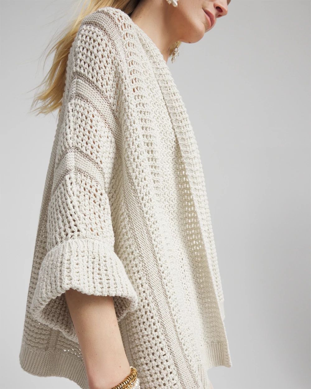 Novelty Knit Cuffed Sequin Ruana