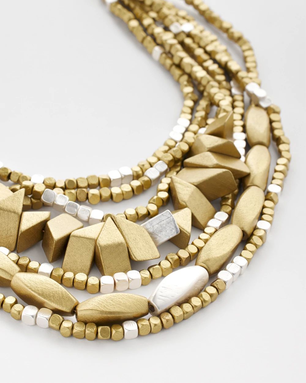 Layered Wood-Bead Bib Necklace