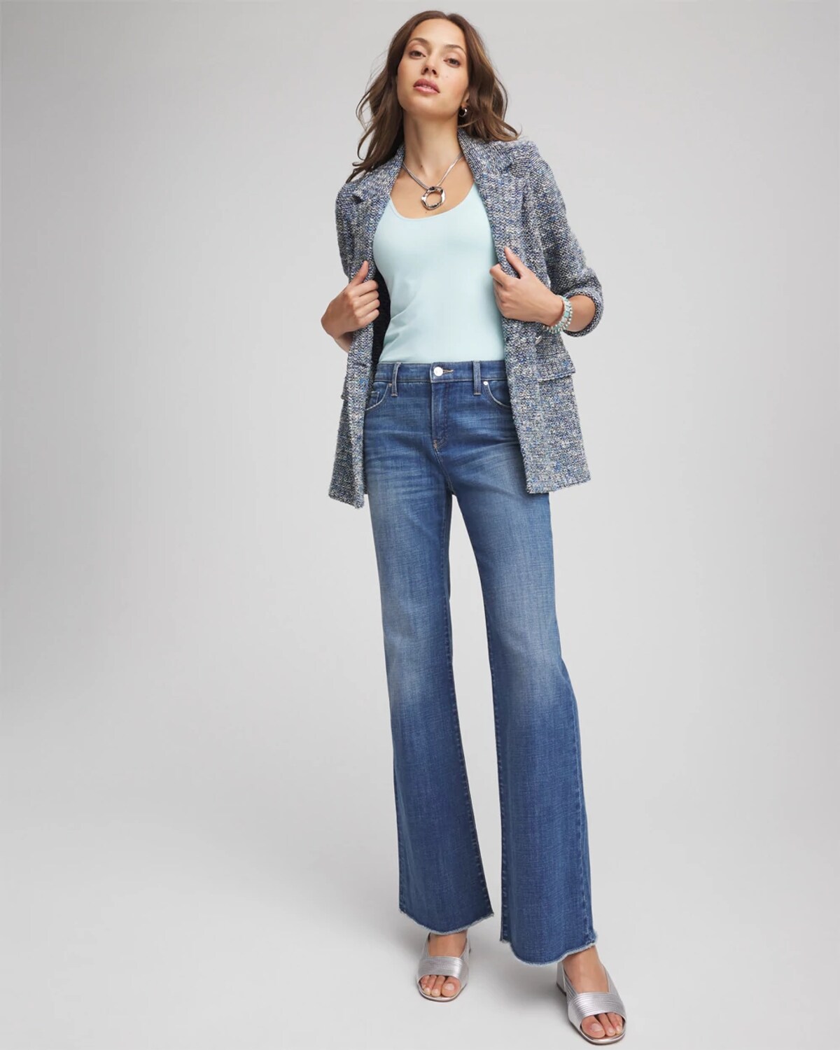 Chico's Microfiber Tank In Blue Menthe