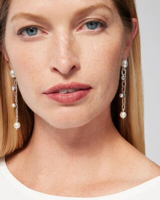 Faux Pearl Linear Earrings