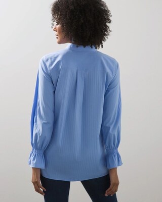 No-Iron Stretch Shadow Stripe Pullover Top