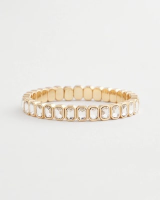 Goldtone Bezel Set Stretch Tennis Bracelet click to view larger image.