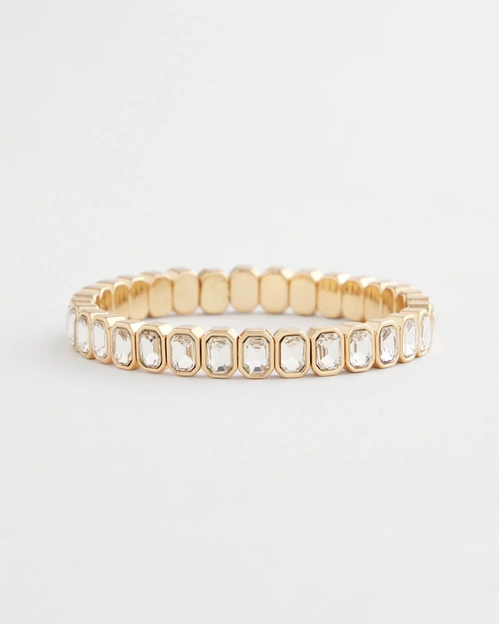 Goldtone Bezel Set Stretch Tennis Bracelet