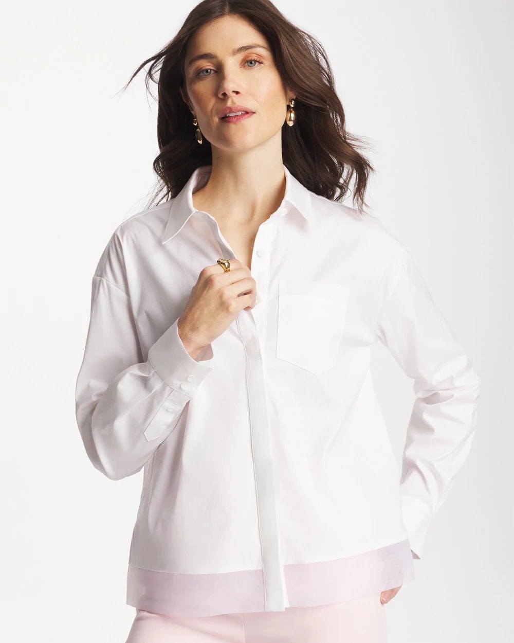 Poplin Organza Collared Shirt, photo 1 of 5